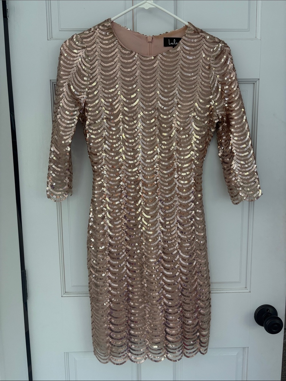 Lulus Rose Gold Sequin Long-Sleeve Sheath Dress